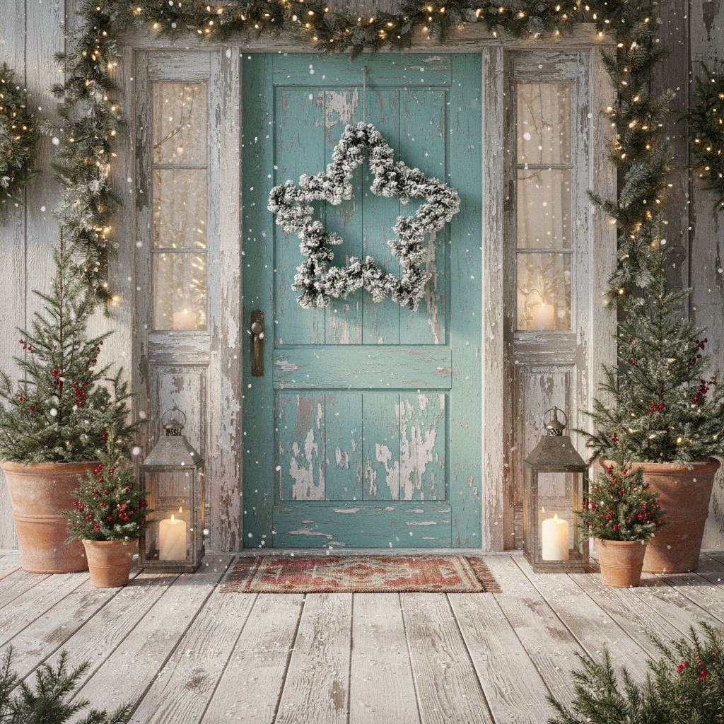 Snowy Star Shape Christmas Wreath 60cm