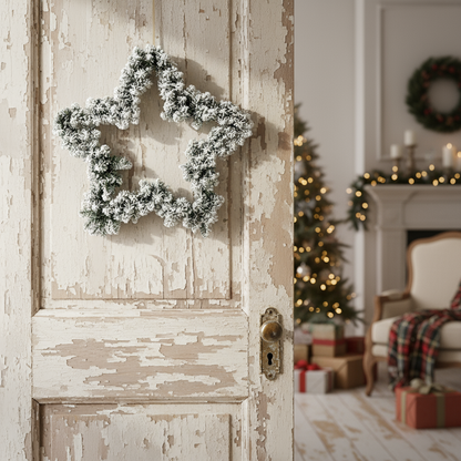 Snowy Star Shape Christmas Wreath 60cm