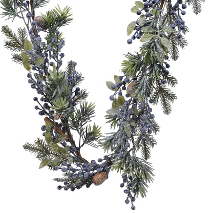 Frosted Blue Berries Christmas Garland 1.8m