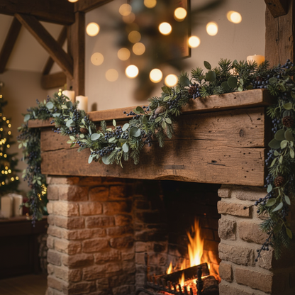 Frosted Blue Berries Christmas Garland 1.8m