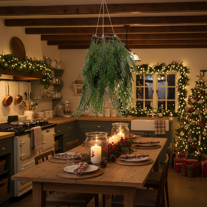 Mixed Green Foliage Hanging Christmas Wreath 105cm