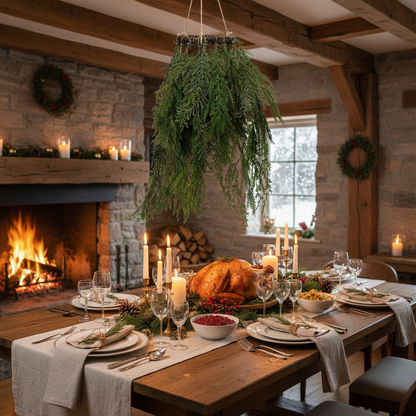 Mixed Green Foliage Hanging Christmas Wreath 70cm