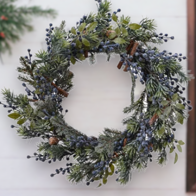 Frosted Blue Berries Christmas Wreath 60cm