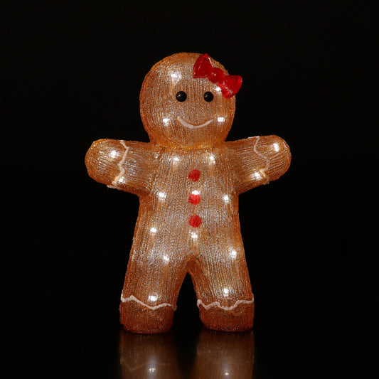 Acrylic LED Mrs Gingerbread Christmas Decoration