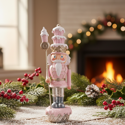 Christmas Pink Cupcake Nutcracker 16cm