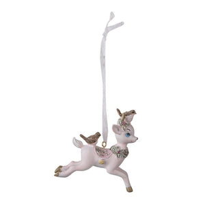 Pink Baby Reindeer Christmas Hanging Decoration