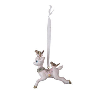 Pink Baby Reindeer Christmas Hanging Decoration