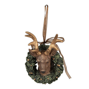 Christmas Deer in Wreath Hanging Christmas Decoration