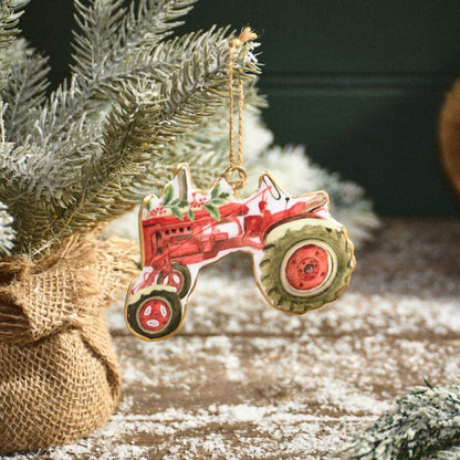 Christmas On Farm Metal Tractor Hanger