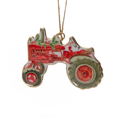 Christmas On Farm Metal Tractor Hanger