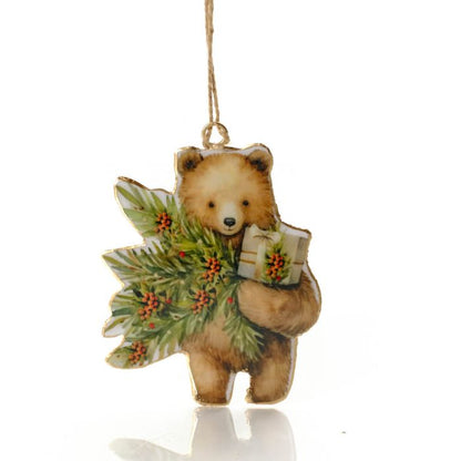 Christmas Metal Bear with Christmas Tree Hanger