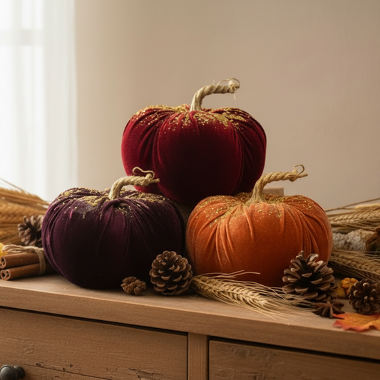 Velvet Pumpkin with Glitter and Beads