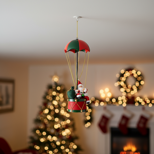 Santa in Hot Air Balloon Christmas Ornament