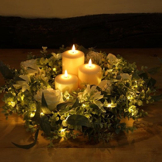 Noma Floral Wreath with Warm White LED's