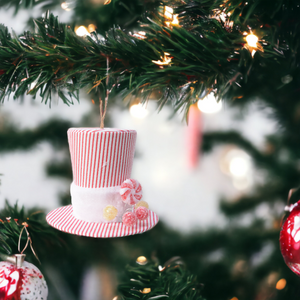 Candy Cane Top Hat Hanging Decoration