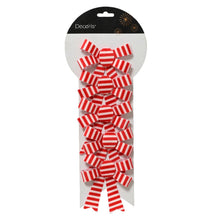Load image into Gallery viewer, Pack of 5 Red and White Striped Christmas Bows
