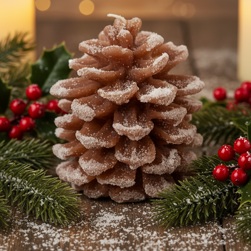 Rustic Brown Pinecone Wax Christmas Candle