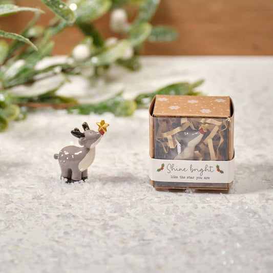 Christmas Tiny World Resin Reindeer Keepsake Ornament