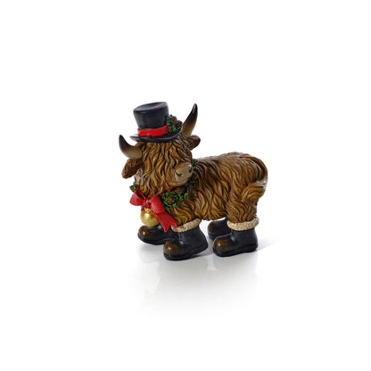Christmas Highland Cow with Boots Ornament