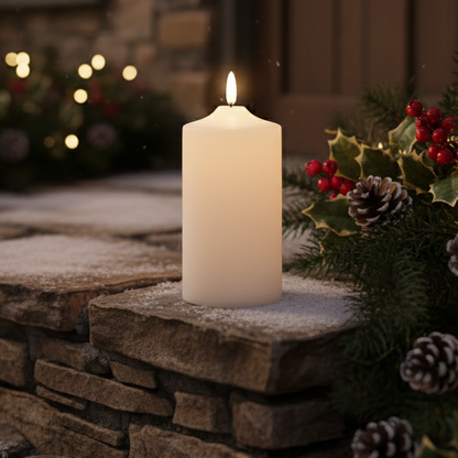Outdoor LED Cream Christmas Church Candle 17cm