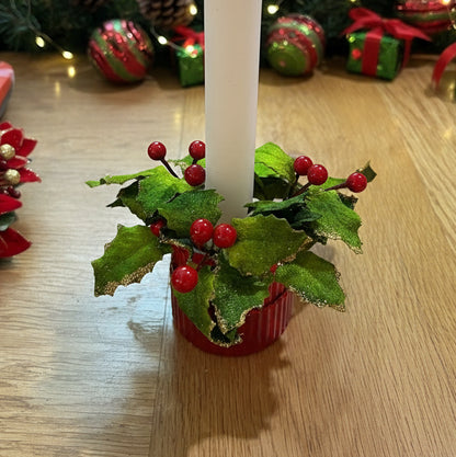 Holly and Berries Christmas Candle Ring