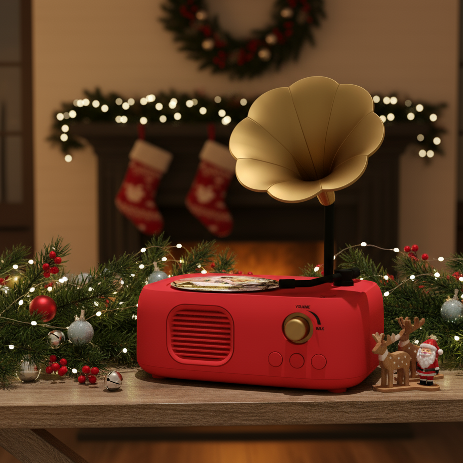 Retro Recordable Advent Gramophone with 24 Mini Discs