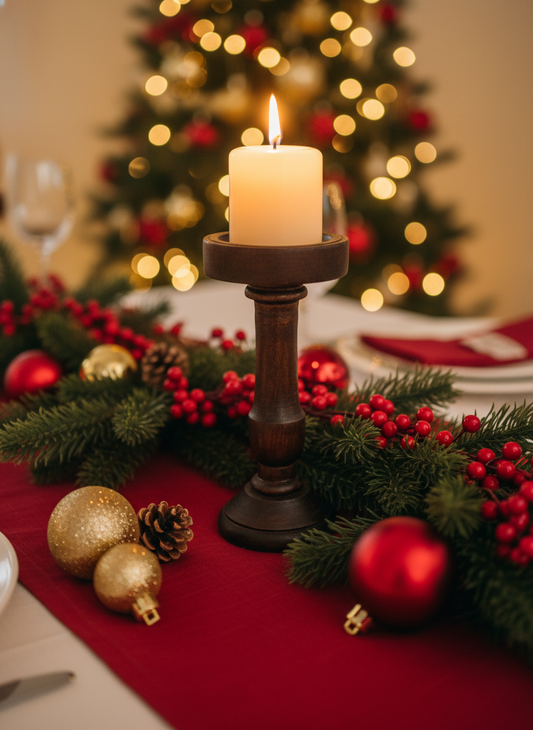 Rustic Vintage Style Wooden Christmas Candle Holder