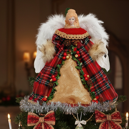 Tartan Angel Christmas Tree Topper 30cm