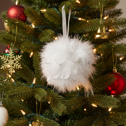 White Fluffy Feather Christmas Bauble