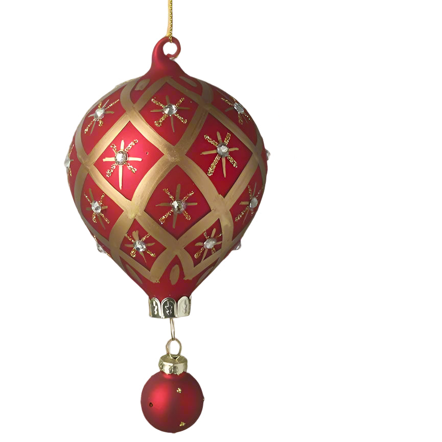 Red and Gold Glass Air Balloon Christmas Tree  Decoration