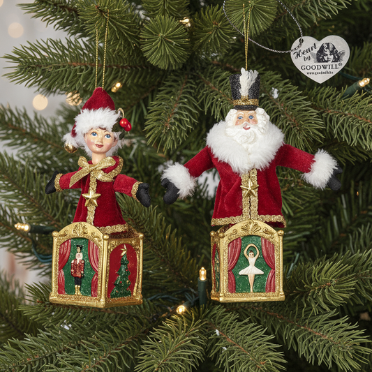 Nutcracker Santa Elf Jack in a Box Christmas Ornament