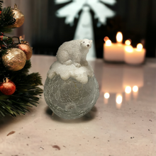 Load image into Gallery viewer, Christmas Snowman and Polar Bears on Lit Crackle Globes
