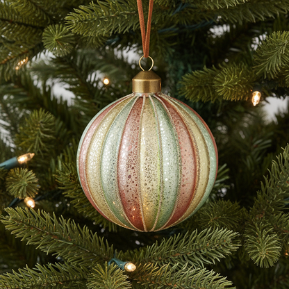 Pastel Stripe Glass Christmas Bauble