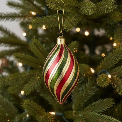 Striped Glass Finial Christmas Bauble