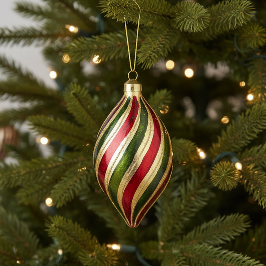 Striped Glass Finial Christmas Bauble