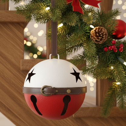 White and Red Santa Belt Large Christmas Bell