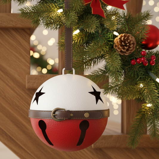 White and Red Santa Belt Large Christmas Bell