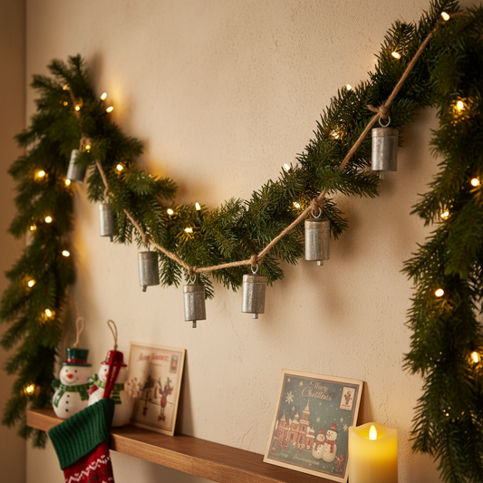 Vintage Style Zinc Cow Bells Christmas Garland
