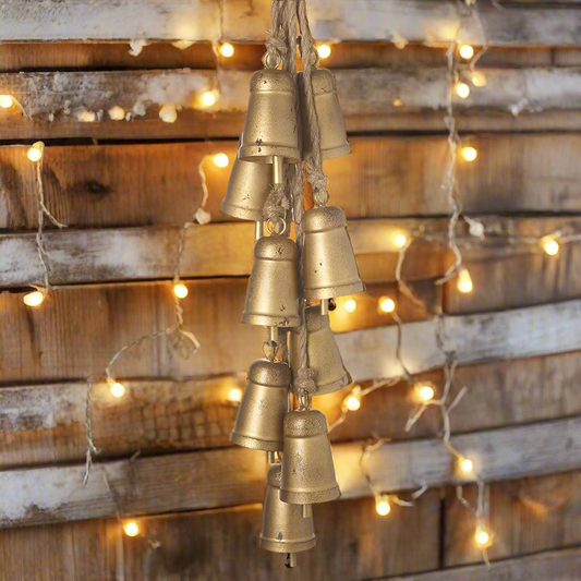 Gold Jingle Bells Cluster Hanging Christmas Decoration