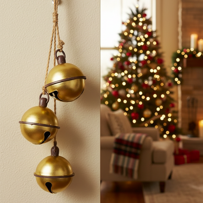Hanging Gold Metal Christmas Bells