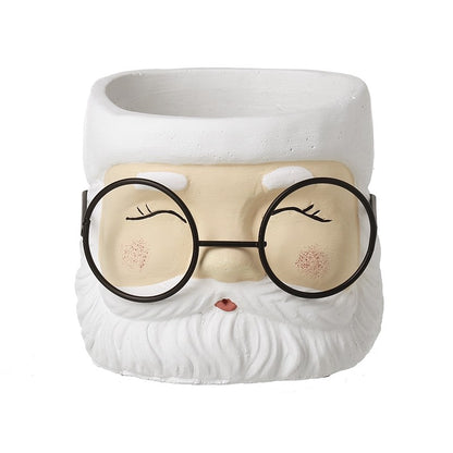 Santa with Glasses Small Christmas Pot