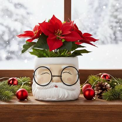 Santa with Glasses Small Christmas Pot