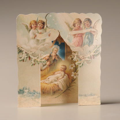 Snow and Angels Nativity Christmas Card