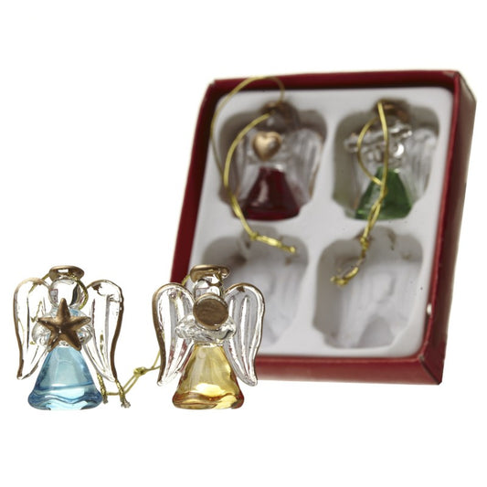 Hanging Glass Coloured Christmas Tree Angels Assorted