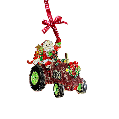 Santa Tractor Sparkle Christmas Decoration
