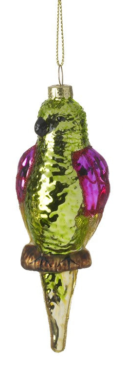 Colourful Glass Parrots Hanging Christmas Tree Decoration