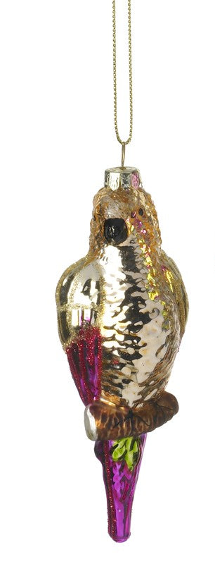 Colourful Glass Parrots Hanging Christmas Tree Decoration