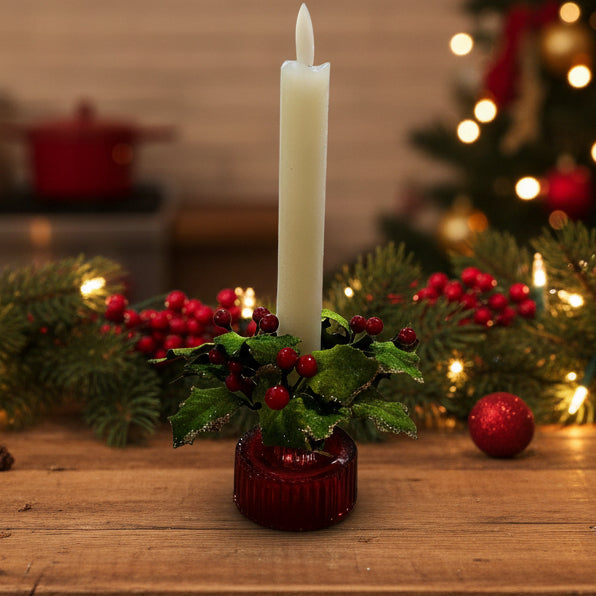 Holly and Berries Christmas Candle Ring