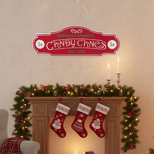 Kringle Candy Co. Candy Canes Christmas Sign
