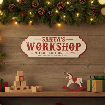Santa's Workshop Christmas Sign 45cm